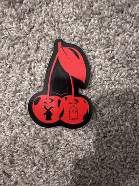 Dutch Bros. Lonely Ghost Red Cherry Sticker - Black Outline